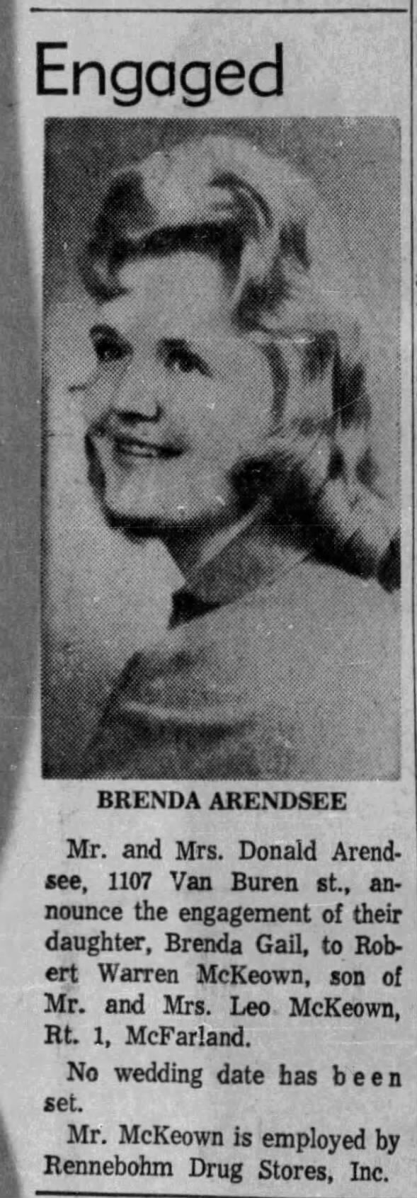 Arendsee-McKeown Engagement 1966